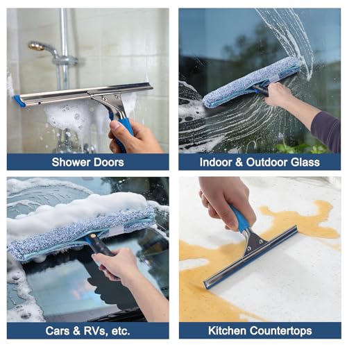 Professional Window Cleaning Kit, 14" Squeegee with 15" Scrubber