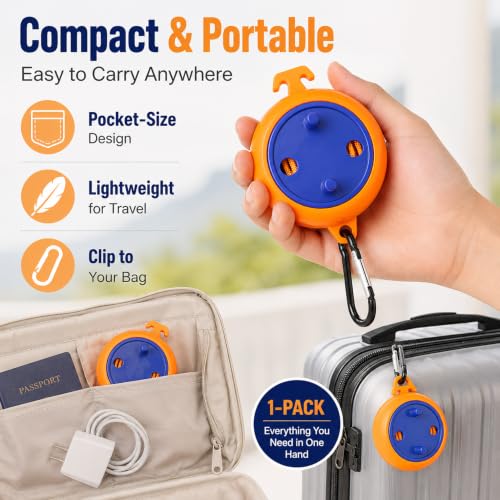 Retractable Clothesline, 32.8FT Portable Travel Washing Line, Windproof Non-Slip Laundry Line for Indoor, Outdoor, RV, Travel and Camping, Orange