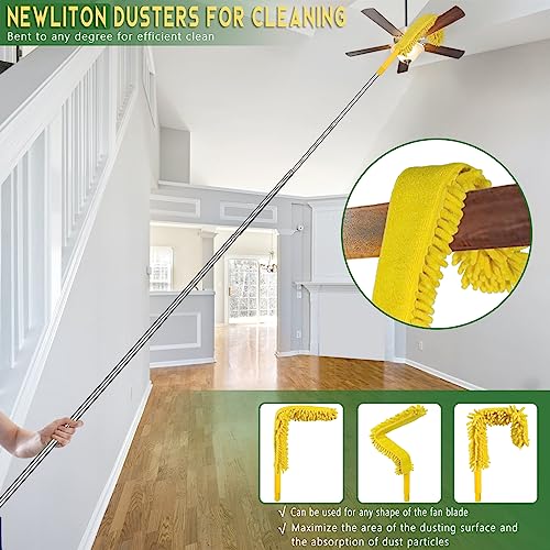 17FT Extendable Duster, 2-9 ft Extension Pole for High Ceilings