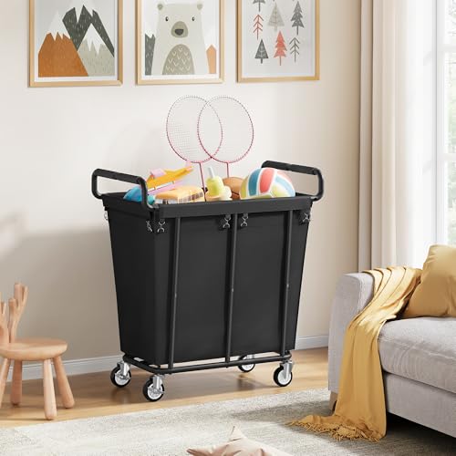 Gewudraw Medium Laundry Hamper with Wheels, 250L, Black - color: Black, size: 1-Section-250L