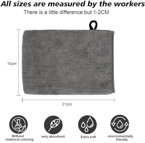 PHOGARY Microfiber Face Cloths, 6"x8" Fast Drying Bath Mitts Washcloth, Super Absorbent Soft Lightweight Towel Body Facial Cloths Small Wash Mitt for Travel Showering Washing Face, 6 Pack, Grey - color: Grey, size: 6x8 Inch (Pack of 6)