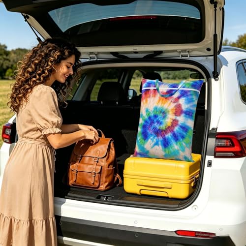 Blue Red Green Tie Dye Cute Art Rainbow Travel Laundry Bags Cloth Diaper Wet Bags Handle Washable Dirty Clothes Bags Wet Dry Bag Suitcase Gym Swimming Pool College Dorm Wet Bag - color: 1 PC8, size: One Size
