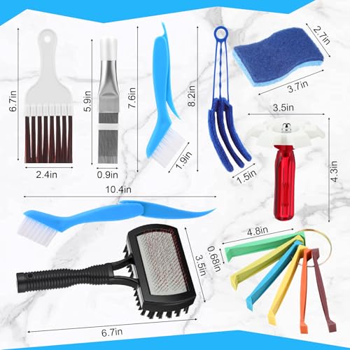 8 Pcs Air Conditioning Fin Cleaner Set HVAC Coil Cleaning Brush Condenser Fin Straightener Evaporator Coil Clean AC Comb Condenser Split Cleaning Kit Fridge Radiator Tool(Black,Double Sided) - color: Black, style: Double Sided