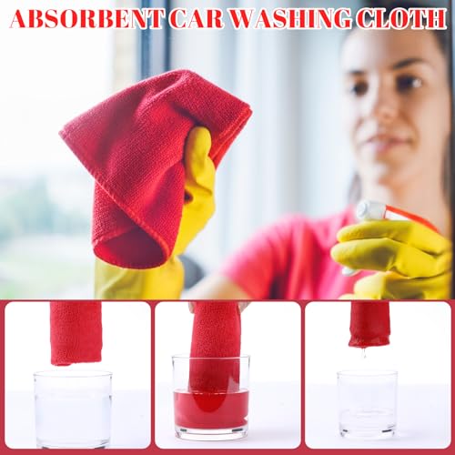 Nuenen Car Microfiber Clean Cloths, Red, 16 x 16 Inch, 60 Pcs - color: Red, size: 16 x 16 inches