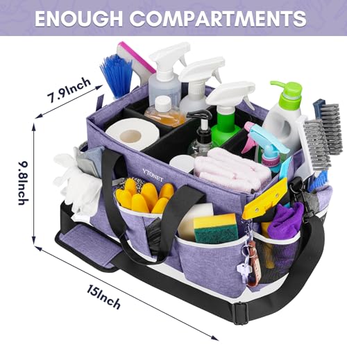 Ytonet Cleaning Caddy, Wearable Cleaning Supplies Organizer with 4 Dividers - color: Purple, size: Large
