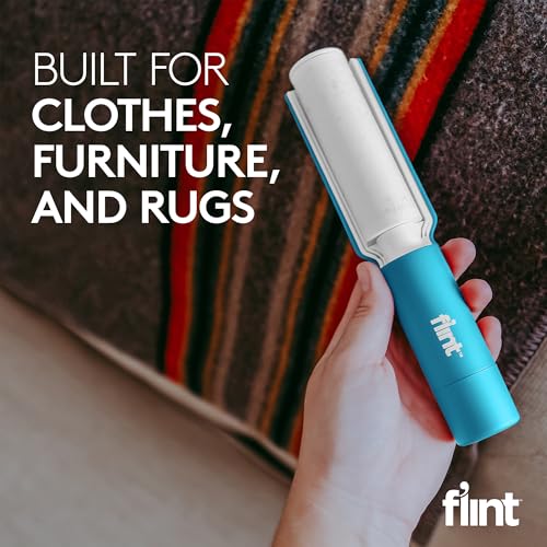 Flint Plus Retractable Lint Remover & Pet Hair Roller for Clothes – Refillable & Reusable Lint Roller with 70 Extra Sticky Tear-Off Sheets – Value Pack, Light Blue - style: Light Blue - 70 Sheets