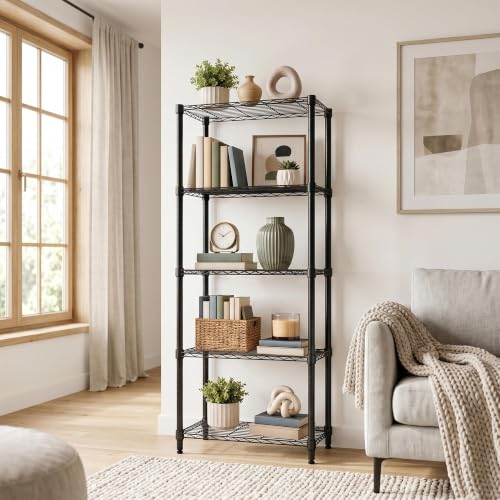 Garvee Metal Storage Shelves 5-Shelf Adjustable Wire Shelving Unit - size: 29"W x 72"H x 13.7"D-1 Pack