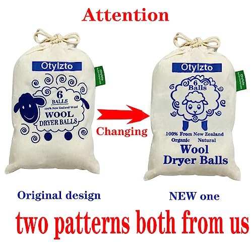 Otylzto Wool Dryer Balls 6-Pack, Drying Balls for Laundry,Reusable As Natural Fabric Softener, Reduce Clothing Wrinkles, Drying Clothes Faster Eco-Friendly