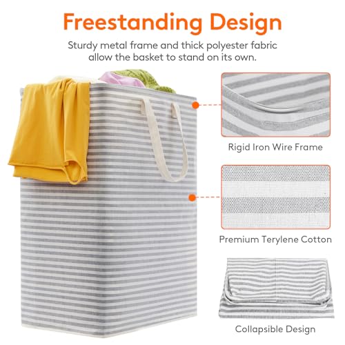 Lifewit 125L Large Laundry Baskets, 1 Pack, Reinforced Handles, Grey - color: Grey, size: 125L