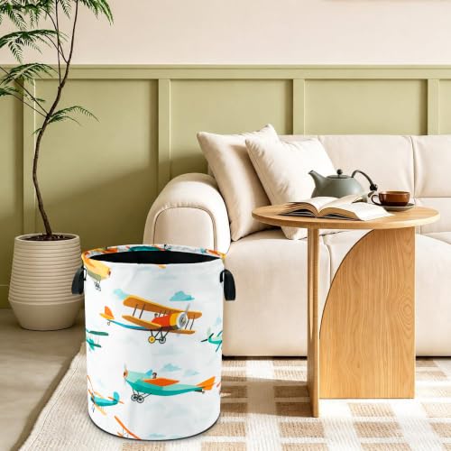 Airplane Cartoon Laundry Basket Foldable Waterproof Hamper 18.9 x 16.5 Inch - color: Funny Plane