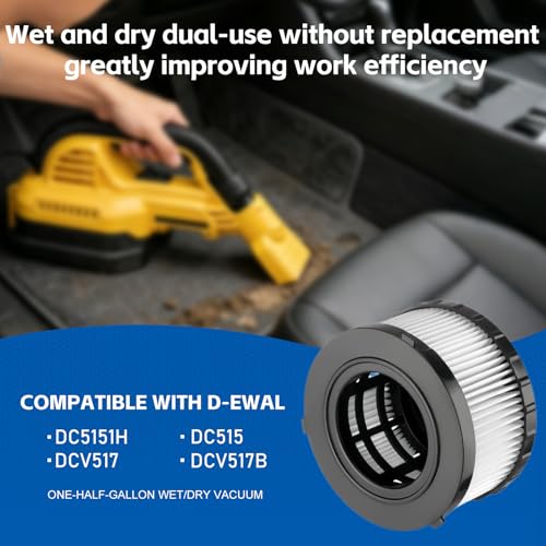 4 Pack DC5151H HEPA Filter for DeWalt DC515 DCV517 Wet/Dry Vacuum - color: 4 Pack DC5151H HEPA Filter