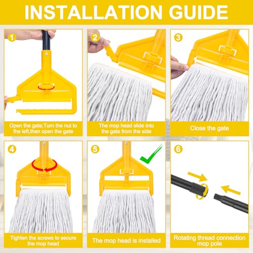 KeFanta 2 Pack Commercial Mop Heavy Duty Industrial Mops,60" Long Handle - size: Large