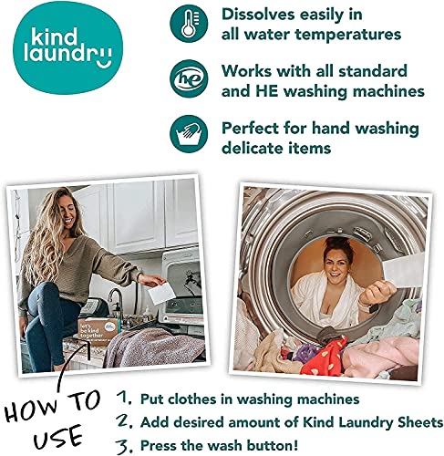 KIND LAUNDRY Wool Dryer Balls (3-Pack) & Detergent Sheets - Eco-Friendlier, Organic and Reusable Fabric Softener