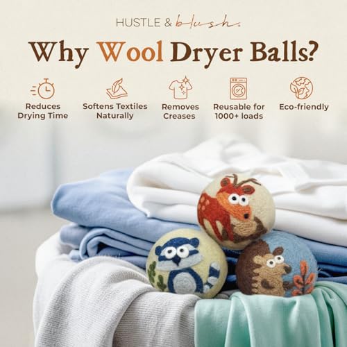 Fluff Ewes Wool Dryer Balls 3 Pack, Hedgehog & Homies, XL - color: Hedgehog & Homies (3), size: 3 Count (Pack of 1)