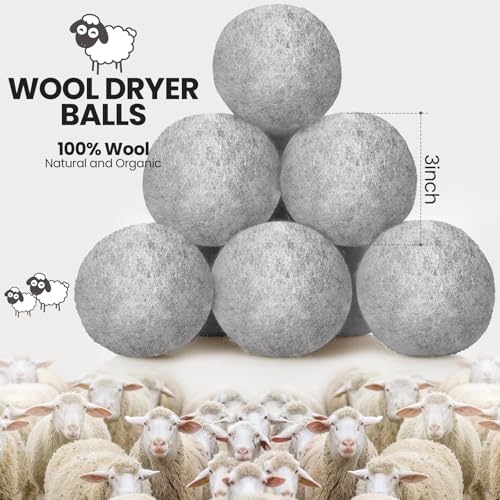 Kenning 26 Pcs Wool Dryer Balls Set, Gray - color: Gray