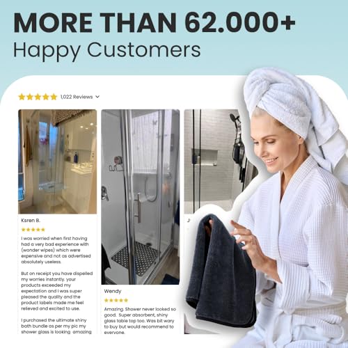 Shiny Wipes XL Drying Towel, the Original, Ultra Absorbent Twisted-Loop Design, Streak-Free Drying Towel, Shiny Wipes Shower Cleaning Cloths (7 Towel)