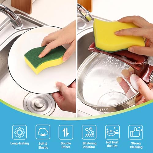 AIDEA Sponges Kitchen, 50 PK Heavy Duty Dish Sponge Kitchen, Scrub Sponges - style: S Shape
