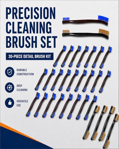 30 Pack Gun Cleaning Brushes Set Included:25 Nylon7-Inch Double-Ended Cleaning Brushes with Plastic Handle-5 Wire Brushes