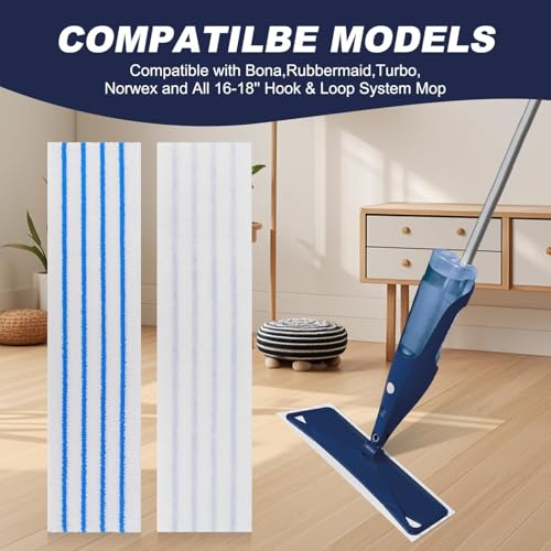 40 Pack Microfiber Disposable Mop Pads for Rubbermaid Quick Connect System Mop - Wet Dry Cleaning Replacement Mopping Pad for Bona,Turbo,Norwex and All 16 17 18'' Flat System Mop - color: 40 Pack