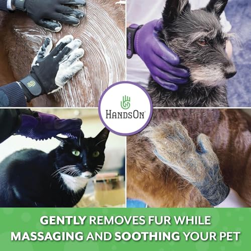 H HANDSON Pet Grooming Gloves - Patented #1 Ranked, Award Winning Shedding, Bathing, & Hair Remover Gloves - Gentle Brush for Cats, Dogs, and Horses (Mono Green, Small) - color: Mono Green, size: Small (1 Pair)