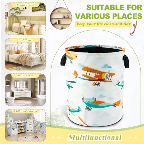 Airplane Cartoon Laundry Basket Foldable Waterproof Hamper 18.9 x 16.5 Inch - color: Funny Plane