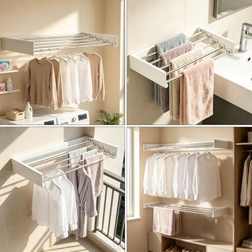 Wall Mounted Drying Rack 32" Foldable Space Saving for Laundry Room - size: 32 Inches