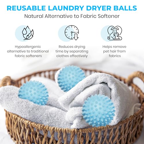 Handy Laundry Reusable Laundry Dryer Balls - A Natural Alternative to Fabric Softener, Reduce Drying Time and Save on Energy, Soft Fluffy Clothes, Fewer Wrinkles, Less Static Cling (Pack of 6) - color: Light Blue | 6-pack