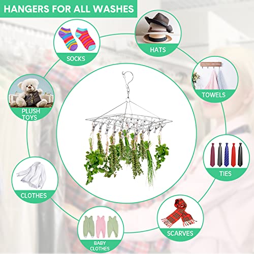 Bokon 4 Pcs Hanging Herb Drying Rack with Stainless Clips Hook, Square - style: Square