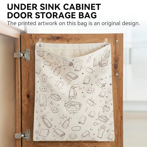 Reusable Dirty Rag Bag with Plastic Liner for Under Sink Cabinet Door