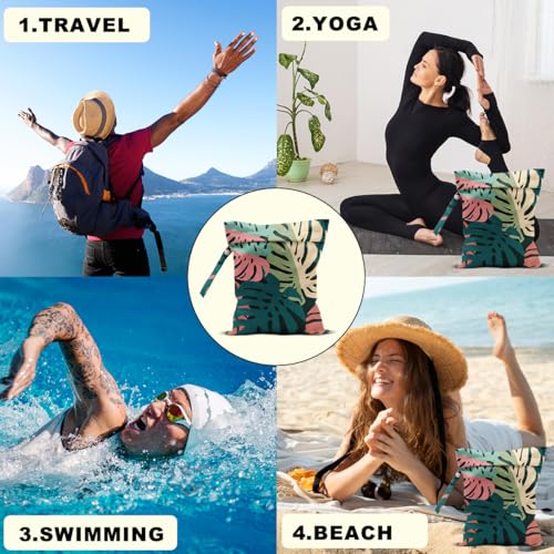 Palm Leaves Wet Bag 12x10 Inch, Green Summer Waterproof Travel Laundry Bags - color: Tropical plants 1415