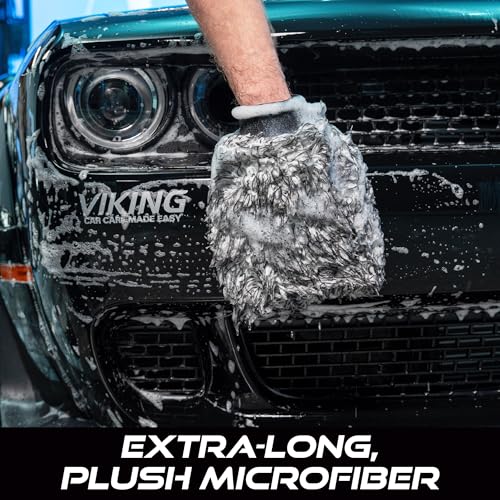 VIKING Microfiber Wash Mitts for Cars, 10 inch x 8 inch, 2 Pack