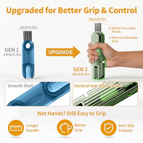 2Pcs 4 in 1 Cup Lid Gap Cleaning Brush Set,Multifunctional Crevice Cleaning Brush for Bottle,Multipurpose Bottle Cleaner with Compact Design Tiny Silicone Cup Holder Cleaner Tool,Kitchen Gadgets - color: Red+green