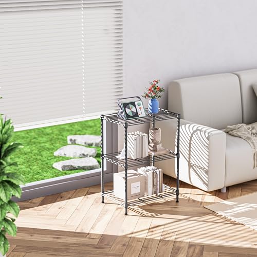 IZEUK 3 Tier Shelf, Heavy Duty Steel Wire Shelving Unit for Home, Kitchen, Laundry Room Organization, Office Storage Rack (17.7" W x 11.8" D x 26.3" H, 450LBS, Grey) - color: Grey, size: 3 Tier, 11.8" D x 17.7" W x 26.3" H