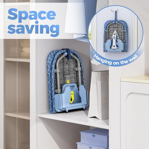 APEXCHASER Small Ironing Board with Iron Holder Without Iron Rest, Blue - color: Blue