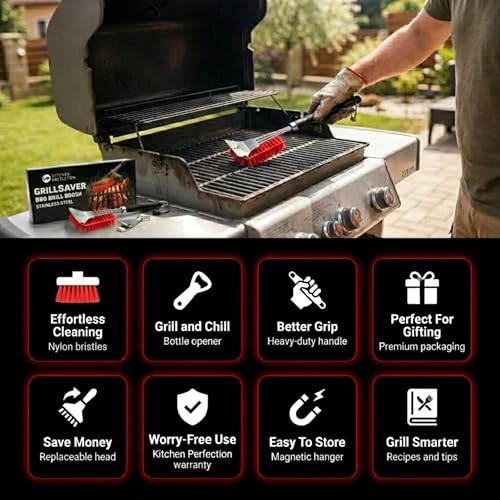 Kitchen Perfection Nylon BBQ Grill Cleaning Brush and Scraper -GrillSaver - color: 3. Grillsaver - Nylon
