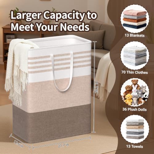 WOWBOX 2 Pack Laundry Baskets, Collapsible Dirty Clothes Laundry Hampers - color: Khaki, size: 125L