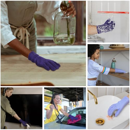 Patelai 2 Pairs Microfiber Gloves for Plants,Dark Purple, Violet,Large - color: Dark Purple, Violet, size: Large