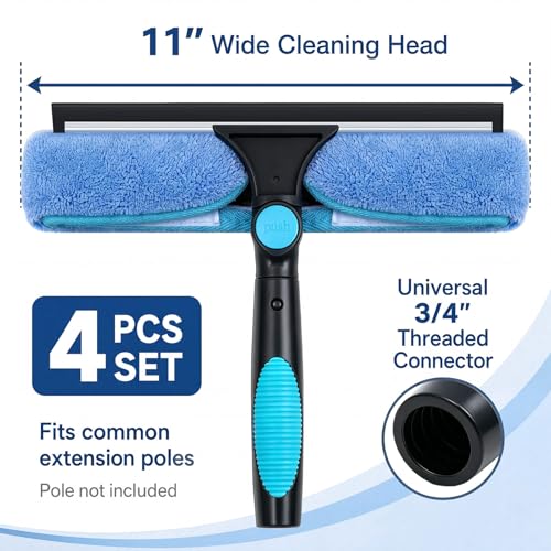 4 Pack 11" Swivel Squeegee Microfiber Window Scrubber