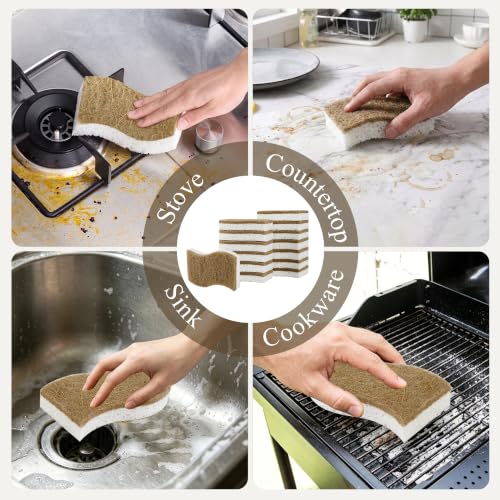 14 Pack Kitchen Sponges, Natural Dish Sponges for Kitchen, Non Scratch Pads