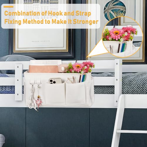 Lilithye Bedside Caddy, Bedside Storage Bag Hanging Organizer for Bunk Bed - color: 1pc New White