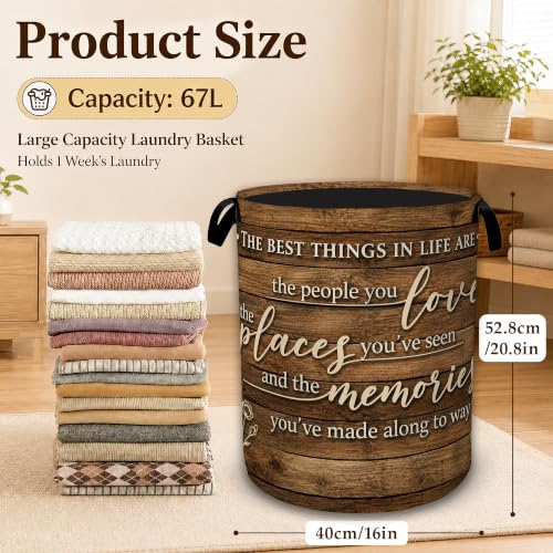 Home Best Thing Decorative Laundry Hamper, Tall Foldable Oxford Clothes Basket with Handles, Lightweight Dirty Clothes Holder for Bedroom Bathroom Laundry Room - color: Home Best Thing