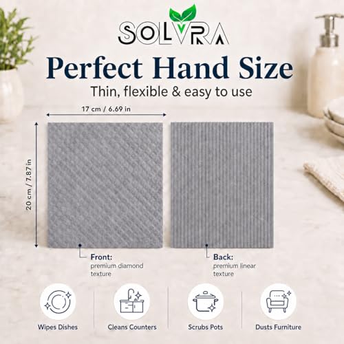 10 Pcs Grey Color Swedish Dishcloths for Kitchen, Washable German Cellulose - color: 10 Pcs- Gray Plain