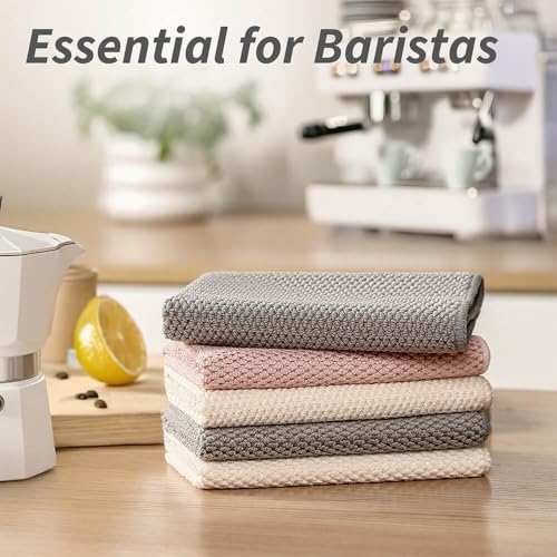 Barista Towel, Microfiber Cleaning Cloths, Grey, 6 Pack - color: Grey