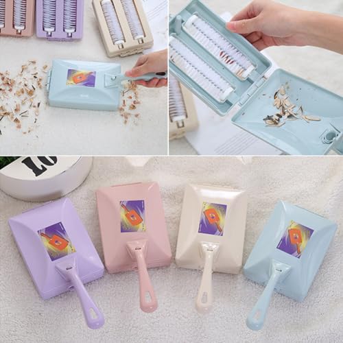 1pc Carpet Sweeper Gadgets for Home, Twin Roller Type Multi-Functional Hand-Held Brush Pet Hair Dust Scraps Paper Small Rubbish Cleaning with a Brush(Random Color)