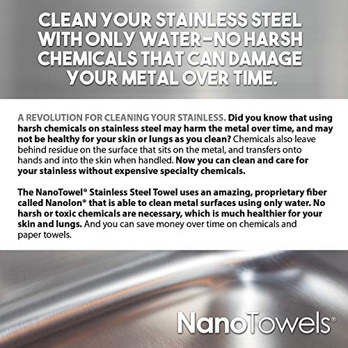 Nano Towels Stainless Steel Cleaner | The Amazing Chemical Free Stainless Steel Cleaning Reusable Wipe Cloth | Kid & Pet Safe | Blue 7x16 (1 pc) - color: Blue With Black Trim