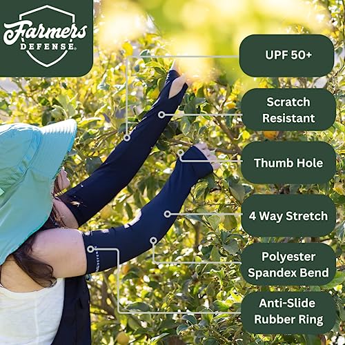 FARMER'S DEFENSE Gardening Arm Sleeves|UV Cooling Protective Sleeve Women & Men|Anti-Scratch Cover Sun UPF Outdoor Protection - Cream - S/M - color: Cream, size: Small-Medium