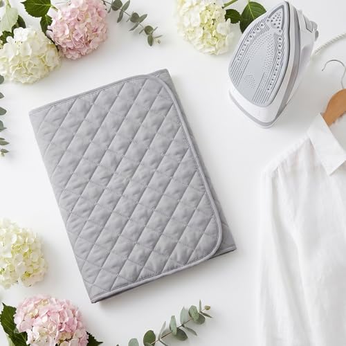 Portable Ironing Mat for Table Top, Foldable Ironing Board for Washer or Dryer Tops, Double Sided Use Heat Resistant Pad for Travel Office Student Dormitory (No Magnet, 33.5 x 17.7 Inches)
