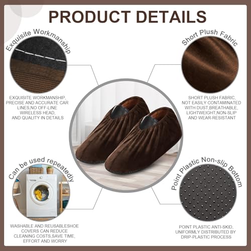 JaGely 11 Pair Reusable Cloth Shoe Covers for Indoors, Brown - color: Brown
