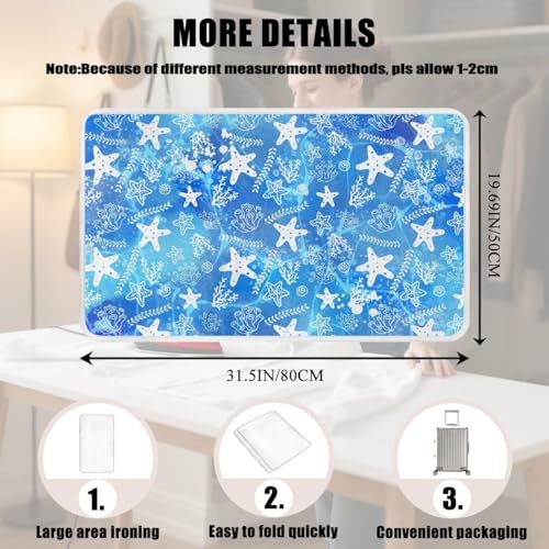Ironing Mat Thickened Blue Stars Ironing Blanket Travel Portable Ironing Pad Travel Isolate Heat Pad Cover for Washer Dryer Table Top Countertop 32 x 16 Inch - color: Blue Stars