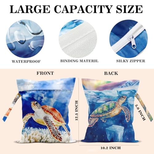 Wet Dry Bags Wet Bags Dirty Laundry Travel Bag Majestic Turtle Waterproof Zipper Bag for Swimsuit Travel Beach - color: Majestic